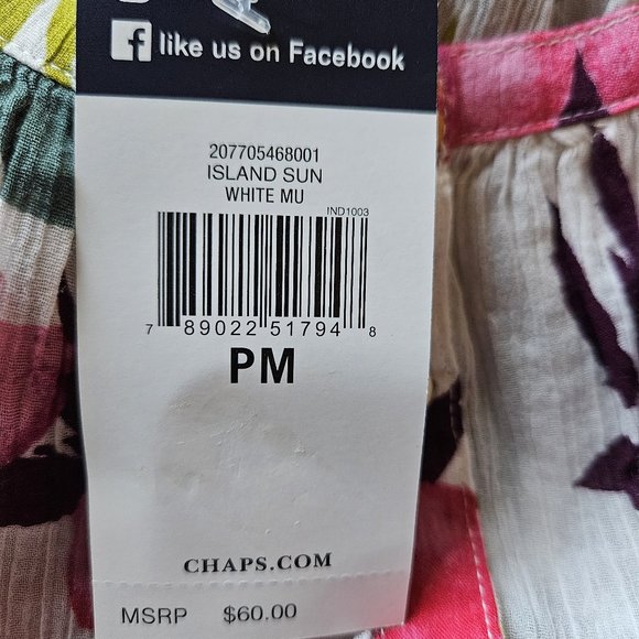 Chaps Tropical Floral Top Blouse Size Petite Medium NWT - Picture 7 of 7